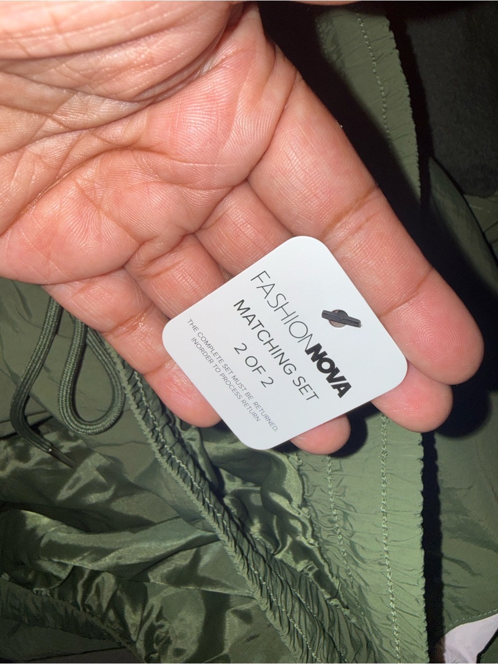 Fashion Nova Olive & Pale Pink Track Suit - Picture 3 of 10